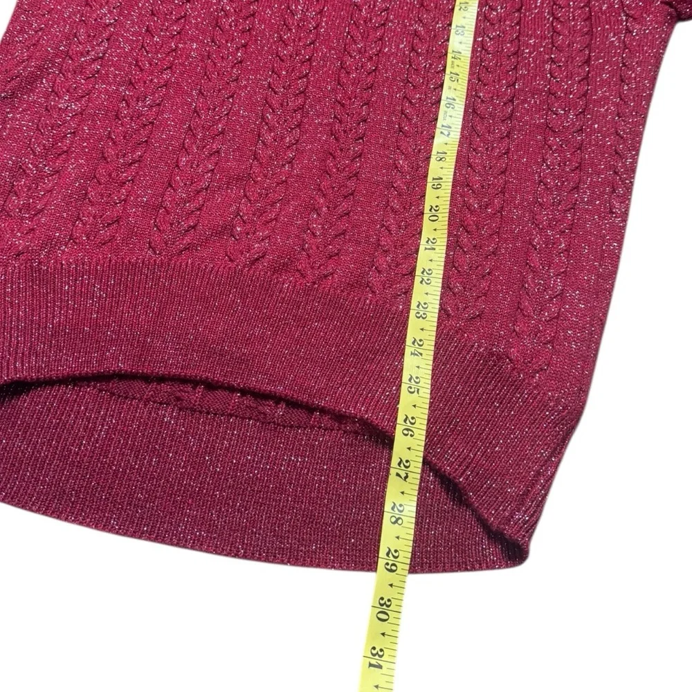 Athleta Crossroads Crew Sweater size M 984562 Decadent Red Metallic